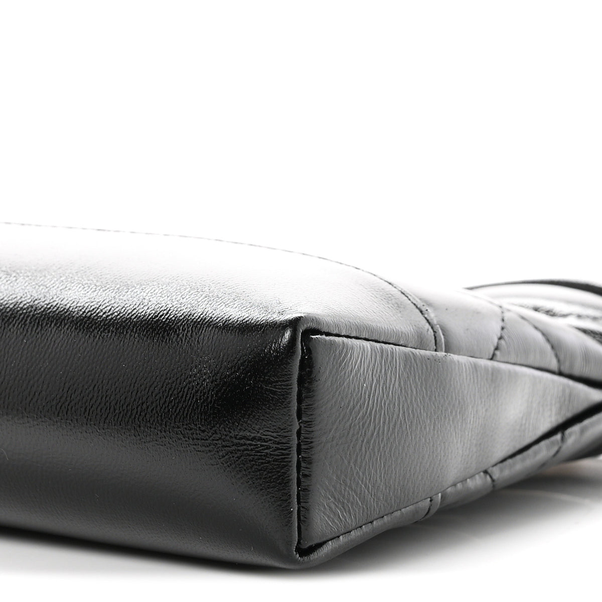 Shiny Crumpled Calfskin Quilted Nano 31 Shopping Bag Black