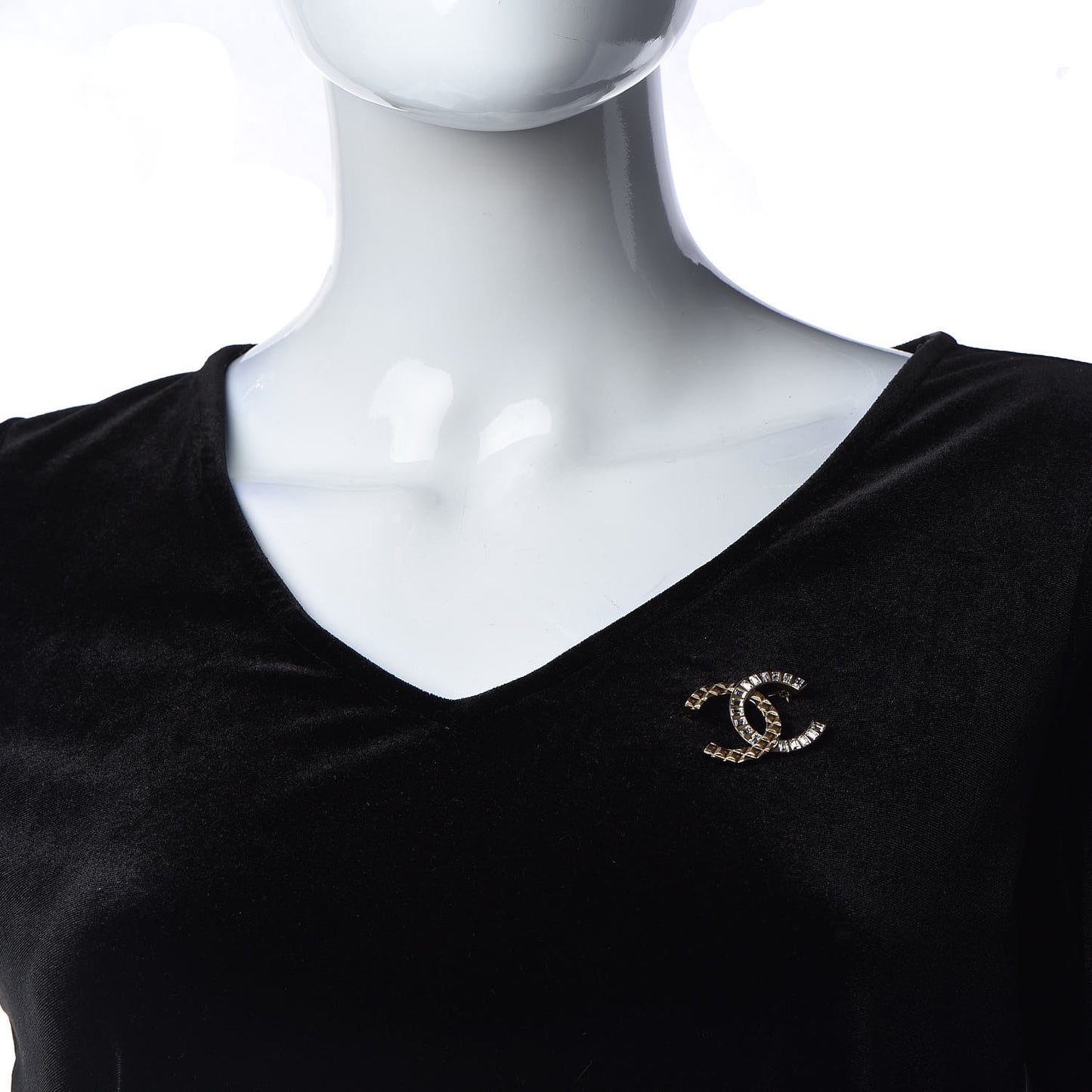 Baguette Crystal Quilted CC Brooch Gold