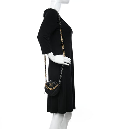 Chanel Lambskin Quilted Chanel 19 Round Clutch With Chain Black 2 of 9