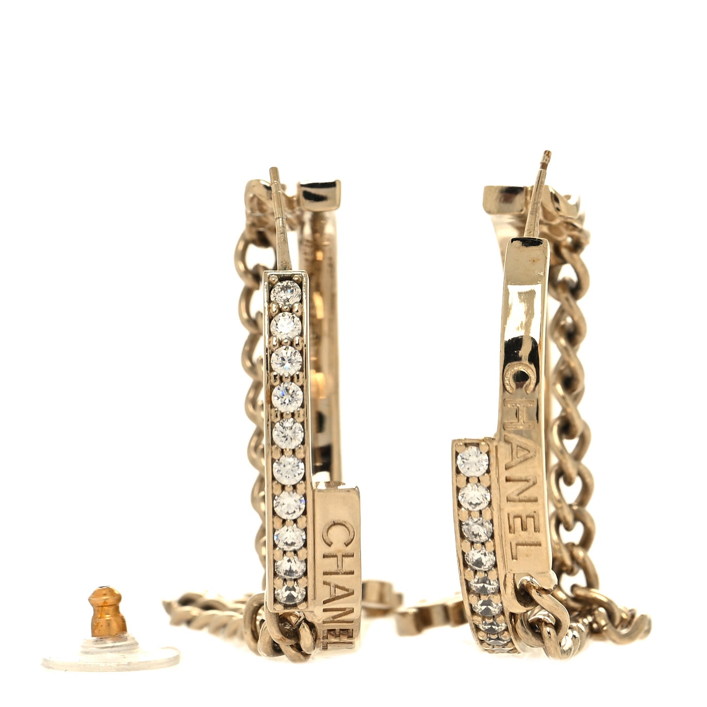 Crystal Logo Hoop Earrings Gold