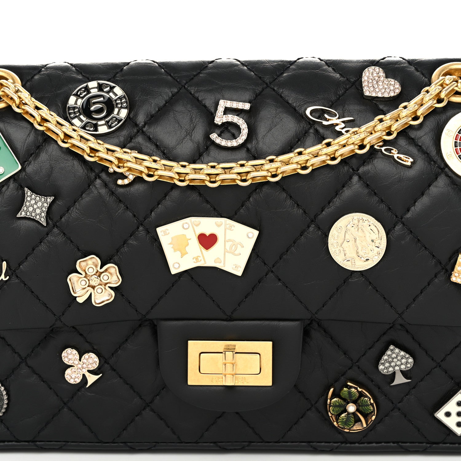 Chanel Aged Calfskin Quilted Casino 2.55 Reissue 225 Flap Black 8 of 11