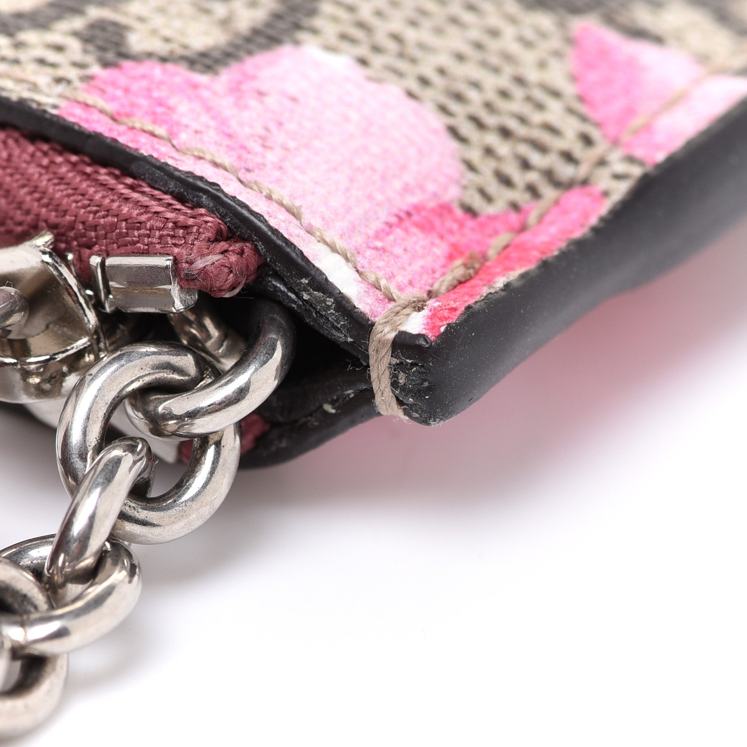 Gucci GG Supreme Monogram Blooms Key Ring Coin Case Beige Multicolor Dry Rose 11 of 11