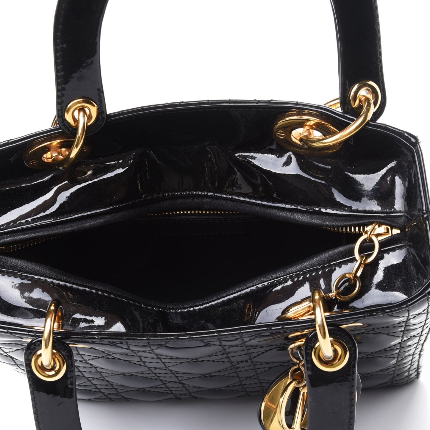 Patent Cannage Medium Lady Dior Black