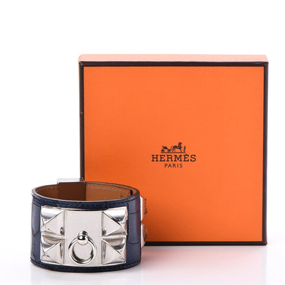Hermes Matte Alligator Collier De Chien CDC Bracelet Small Bleu De Malte 7 of 7