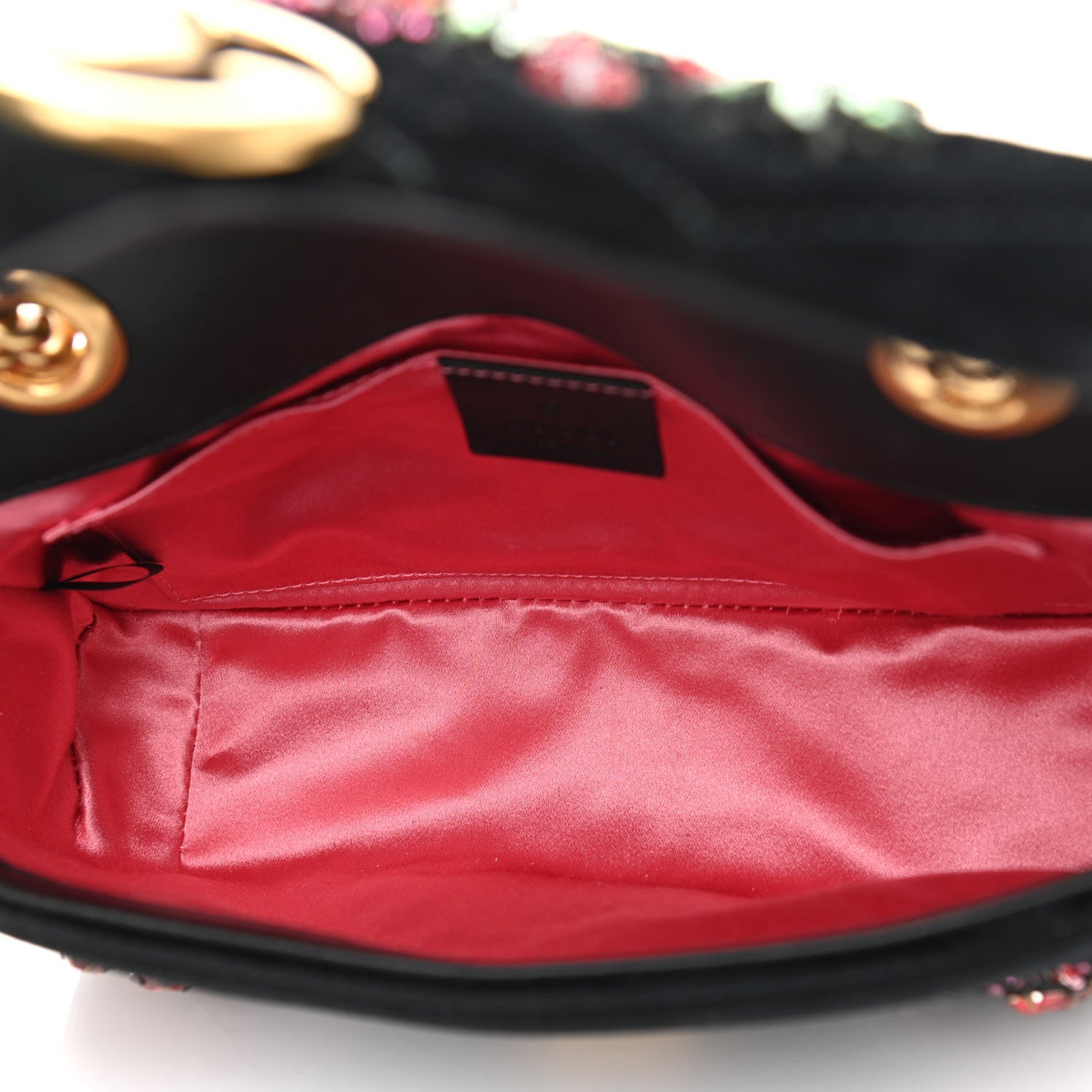 Gucci Velvet Matelasse Embroidered Mini GG Marmont Shoulder Bag Black 5 of 10
