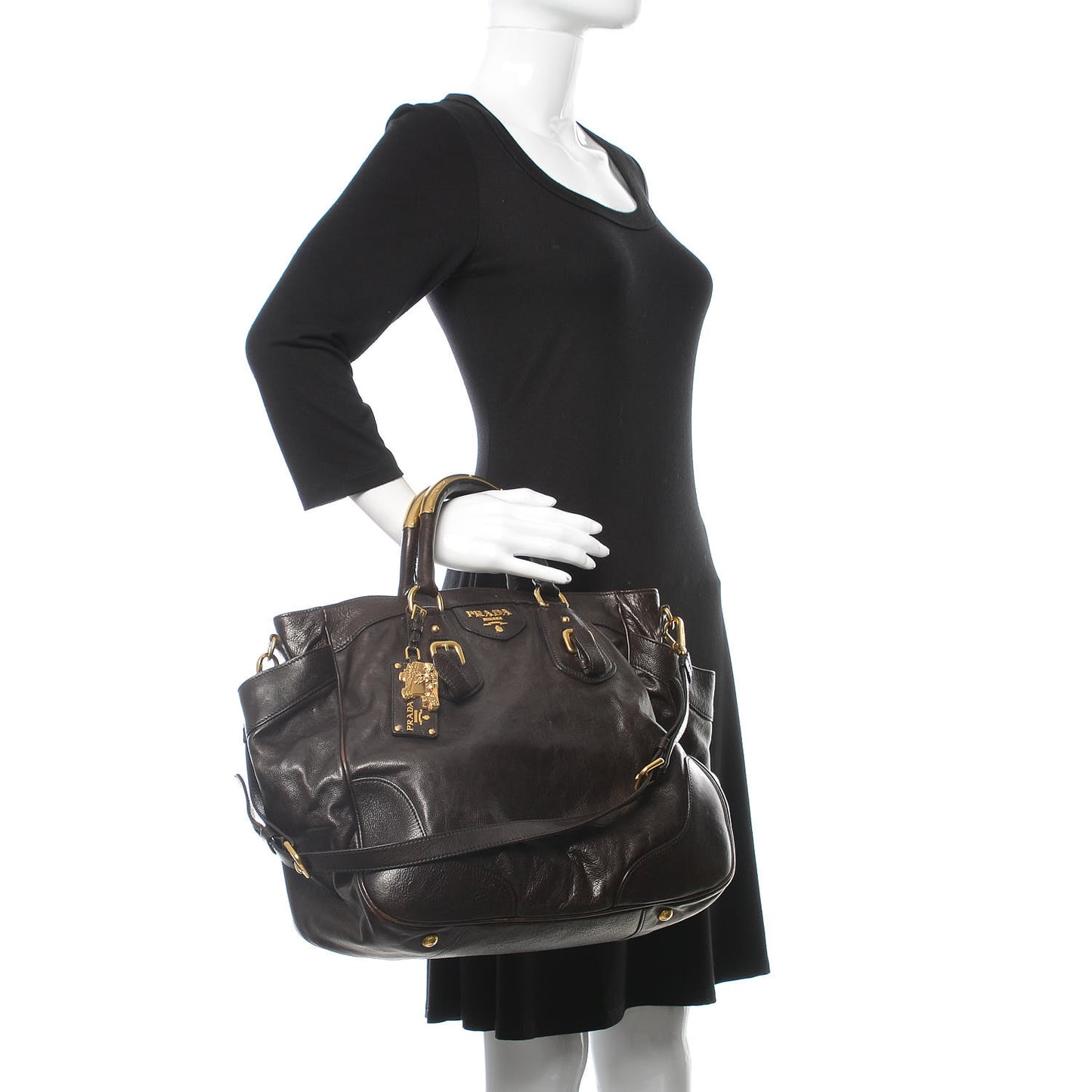 Glace Calfskin Side Pocket Tote Brown