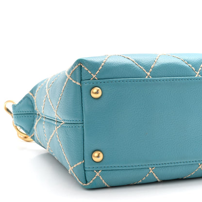 Chanel Calfskin Wild Stitch Surpique Hobo Blue 9 of 11