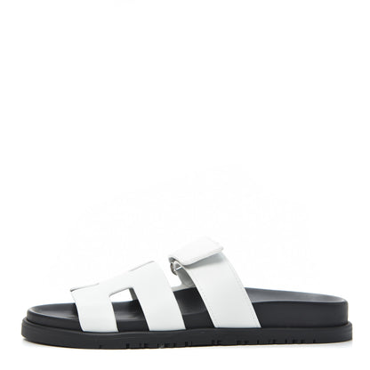 Hermes Calfskin Womens Chypre Sandals 37.5 White 1 of 7
