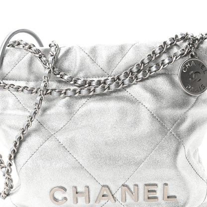 Chanel Metallic Lambskin Quilted Mini Chanel 22 Silvery 8 of 10