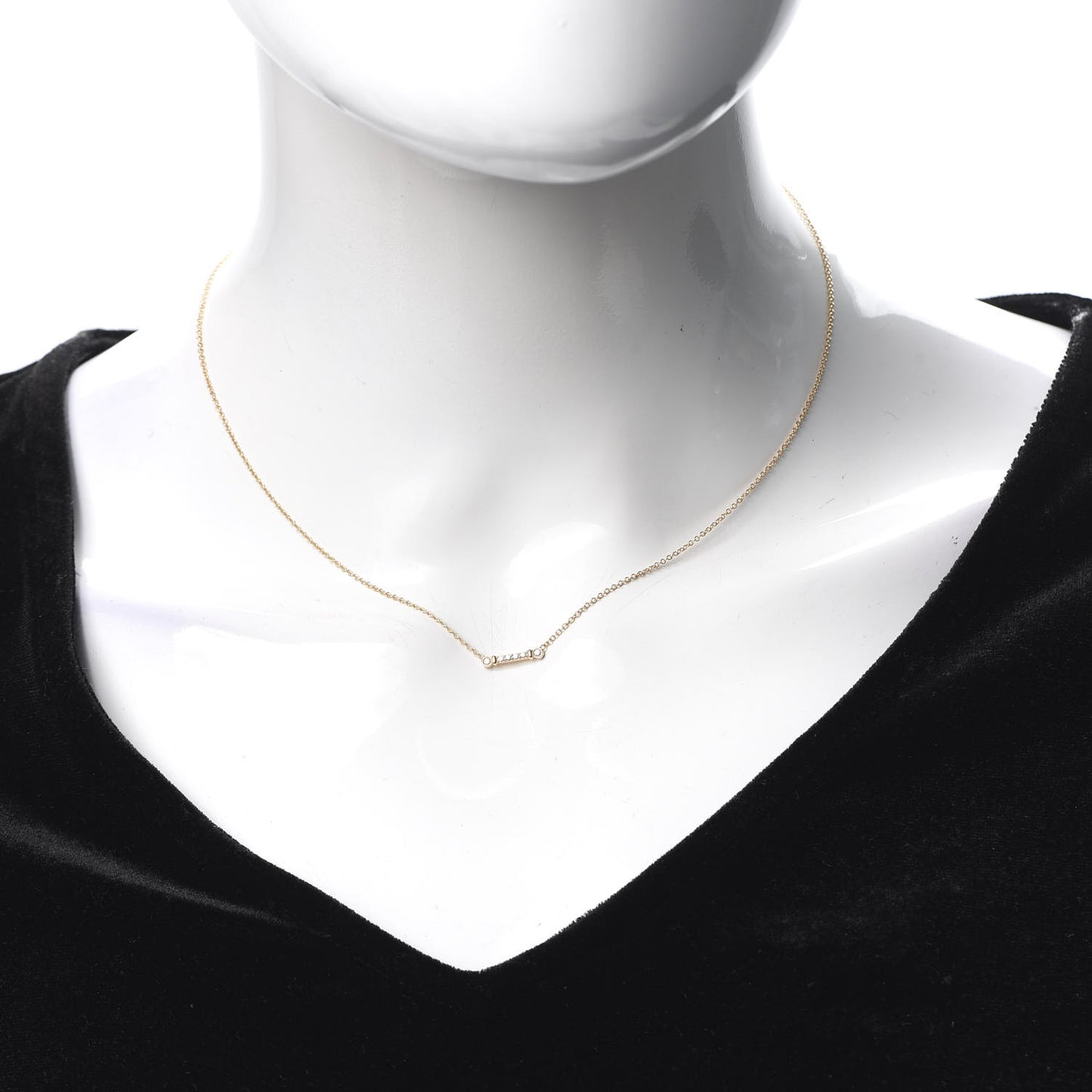 18K Rose Gold Diamond Fleur de Lis Key Bar Pendant Necklace