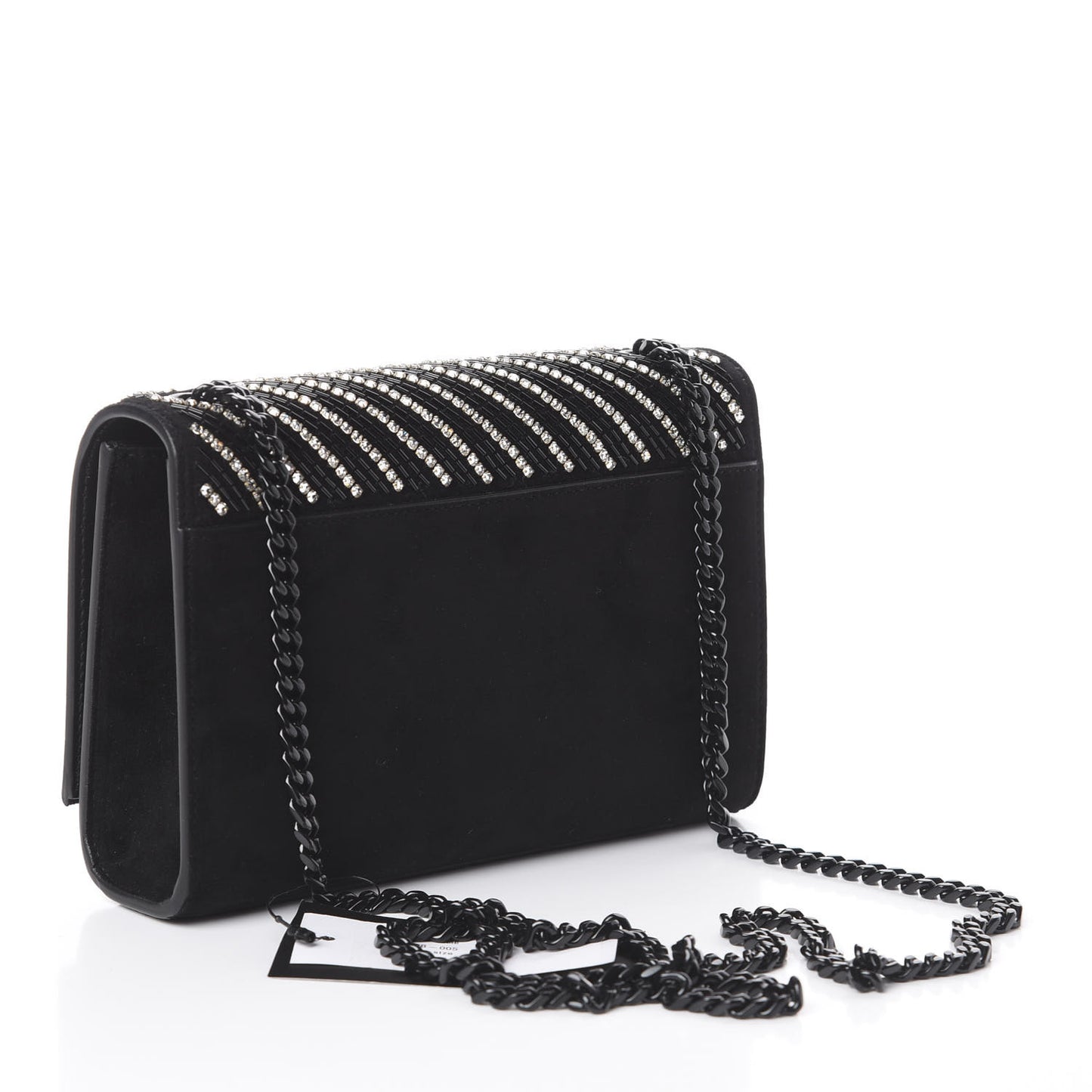Suede Crystal Small Classic Monogram Kate Satchel Black
