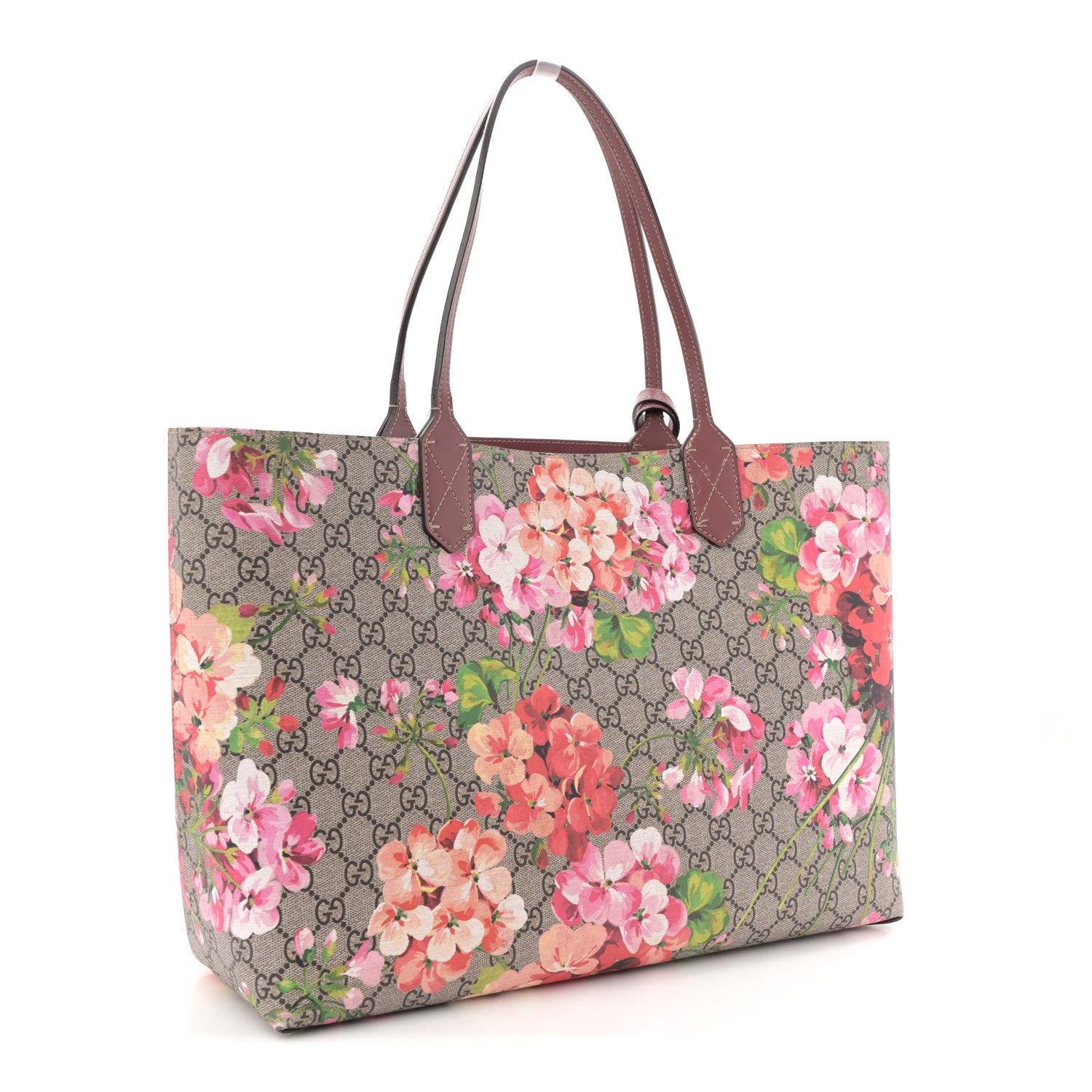 Gucci GG Supreme Monogram Blooms Medium Reversible Tote Beige Multicolor Dry Rose 3 of 12
