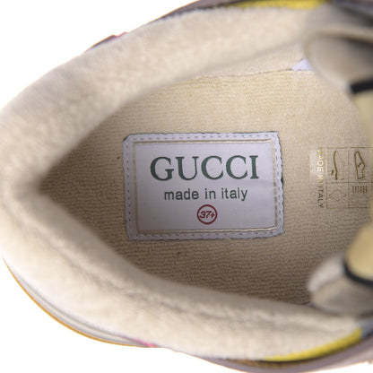 Gucci Suede Calfskin Tejus Printed Womens Ultrapace Sneakers 37.5 Pink Silver Oatmeal Yolk 6 of 10