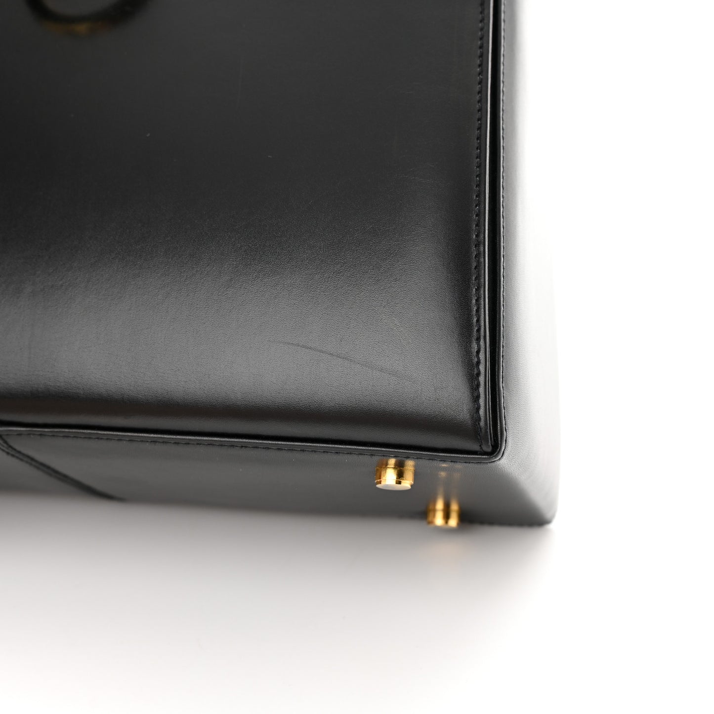 Brushed Off Calfskin Iconic Large Top Handle Bag Black