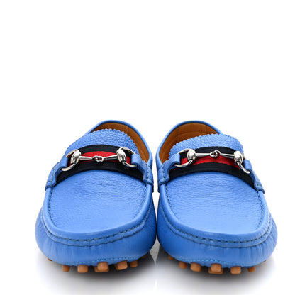 Gucci Calfskin Web Mens Horsebit Driver Loafers 8 Blue 3 of 10