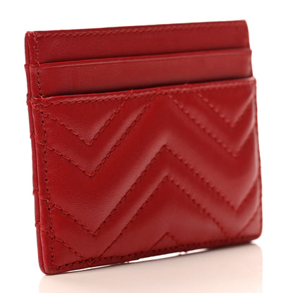 Gucci Calfskin Matelasse GG Marmont Card Holder Hibiscus Red 2 of 5