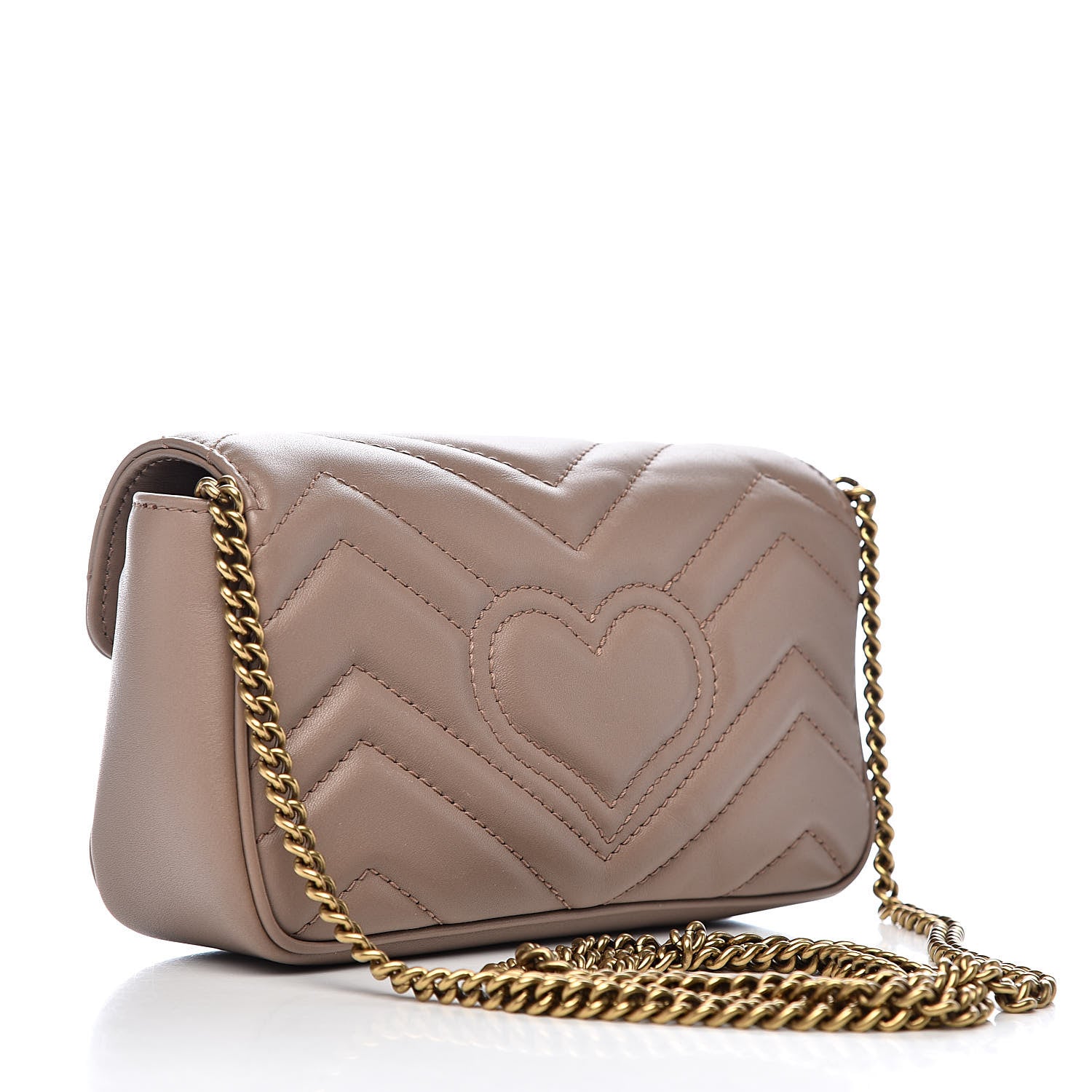 Gucci Calfskin Matelasse Super Mini GG Marmont Shoulder Bag Porcelain Rose 3 of 11