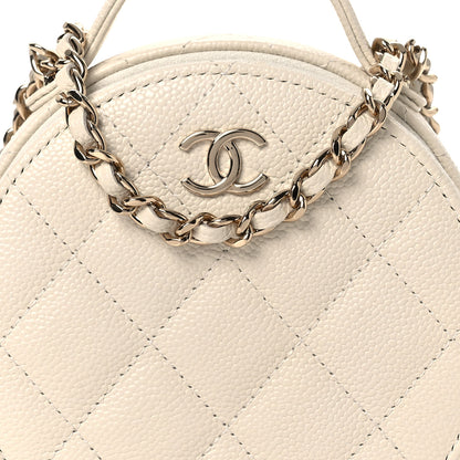 Chanel Caviar Quilted Round Handle With Care Vanity With Chain White 8 of 12