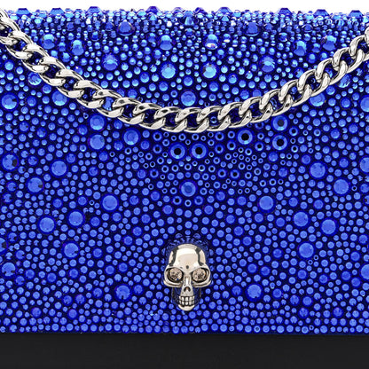 Alexander McQueen Calfskin Crystal Skull Mini Crossbody Bag Electric Blue 7 of 9