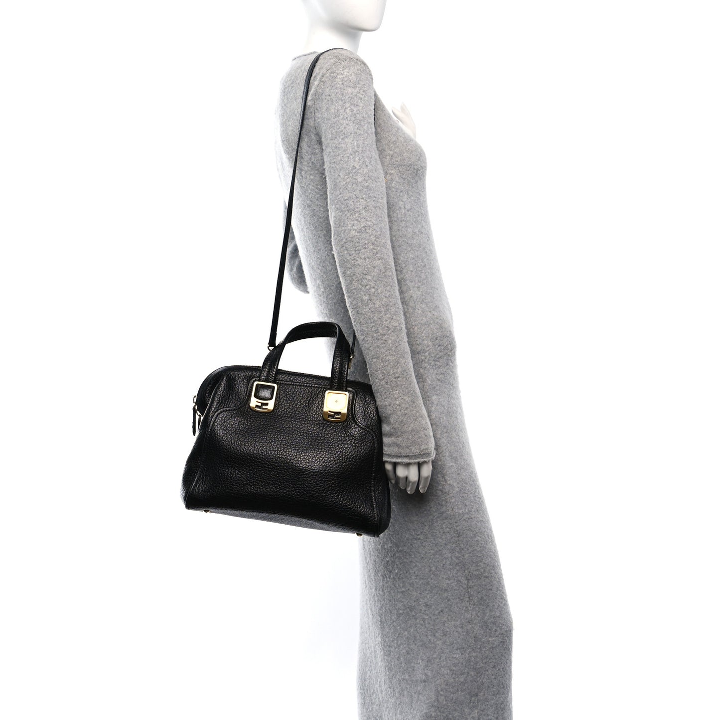 Pebbled Calfskin Small Chameleon Tote Black