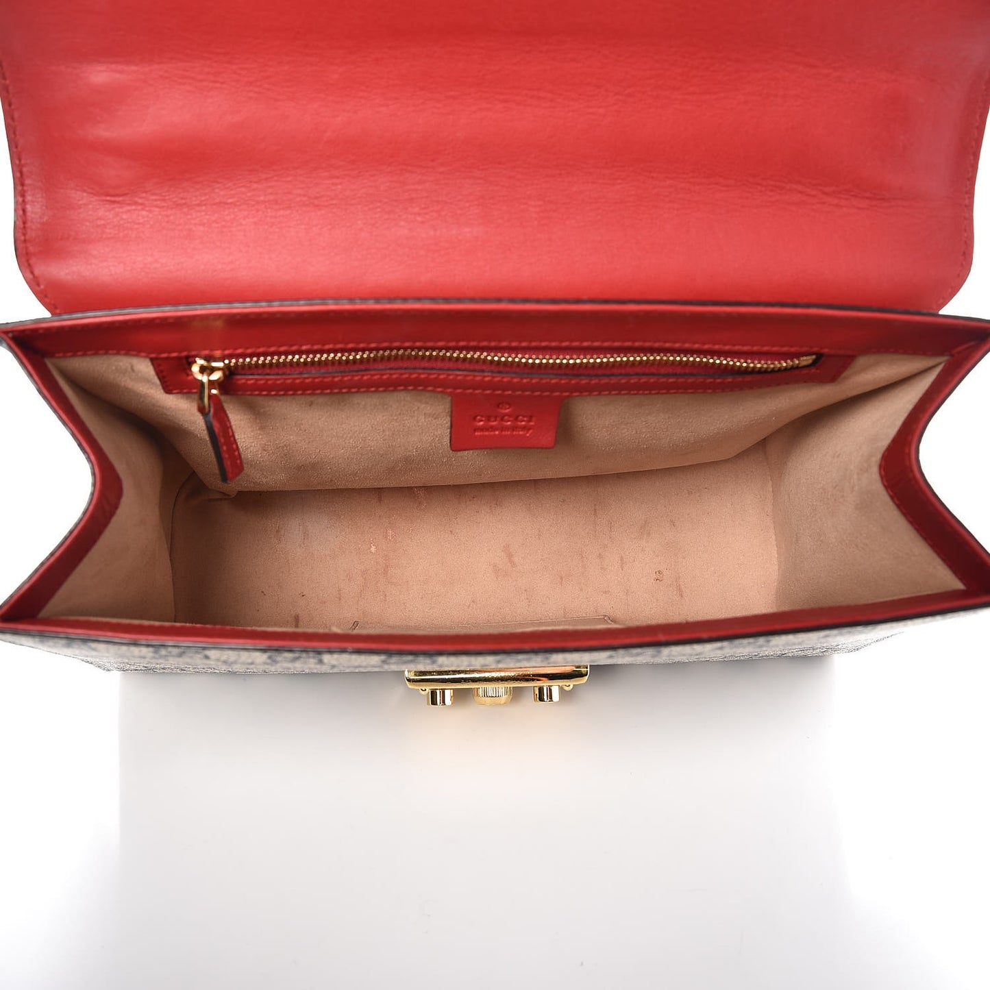 GG Supreme Monogram Moon Calfskin Medium Padlock Shoulder Bag Beige Blue Hibiscus Red Mystic White