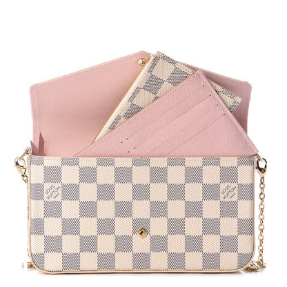 Louis Vuitton Damier Azur Pochette Felicie Chain Wallet Rose Ballerine 9 of 13