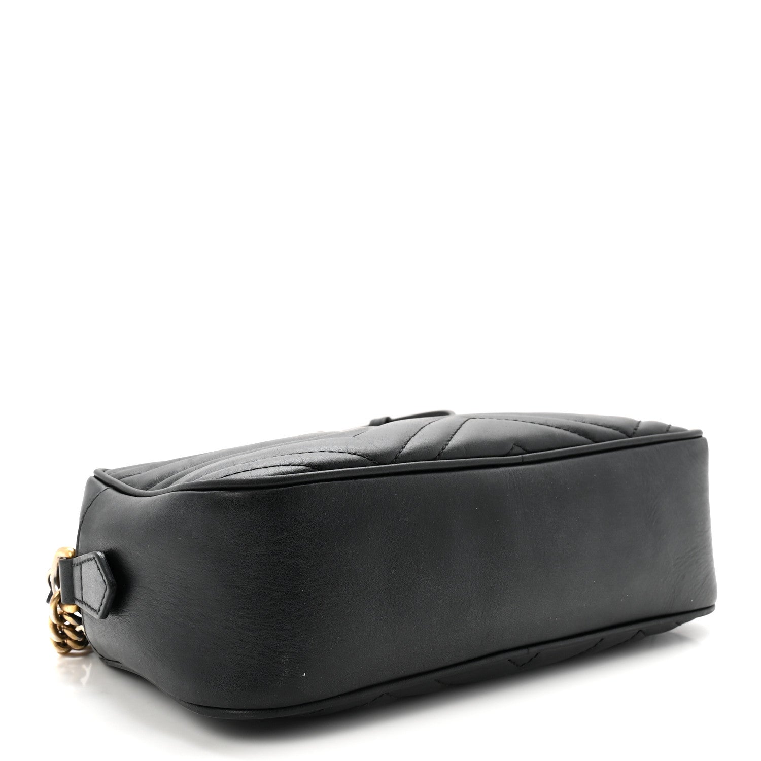 Gucci Calfskin Matelasse Small GG Marmont Chain Shoulder Bag Black 4 of 10