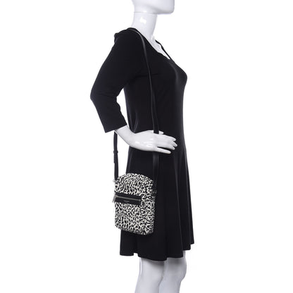 Saint Laurent Canvas Leopard Print Sid Messenger Bag Black White 2 of 9
