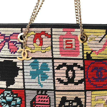 Chanel Needlepoint Precious Symbols Shoulder Bag Black 8 of 10