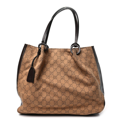 Gucci Denim Monogram Calfskin Tote Dark Brown 1 of 12