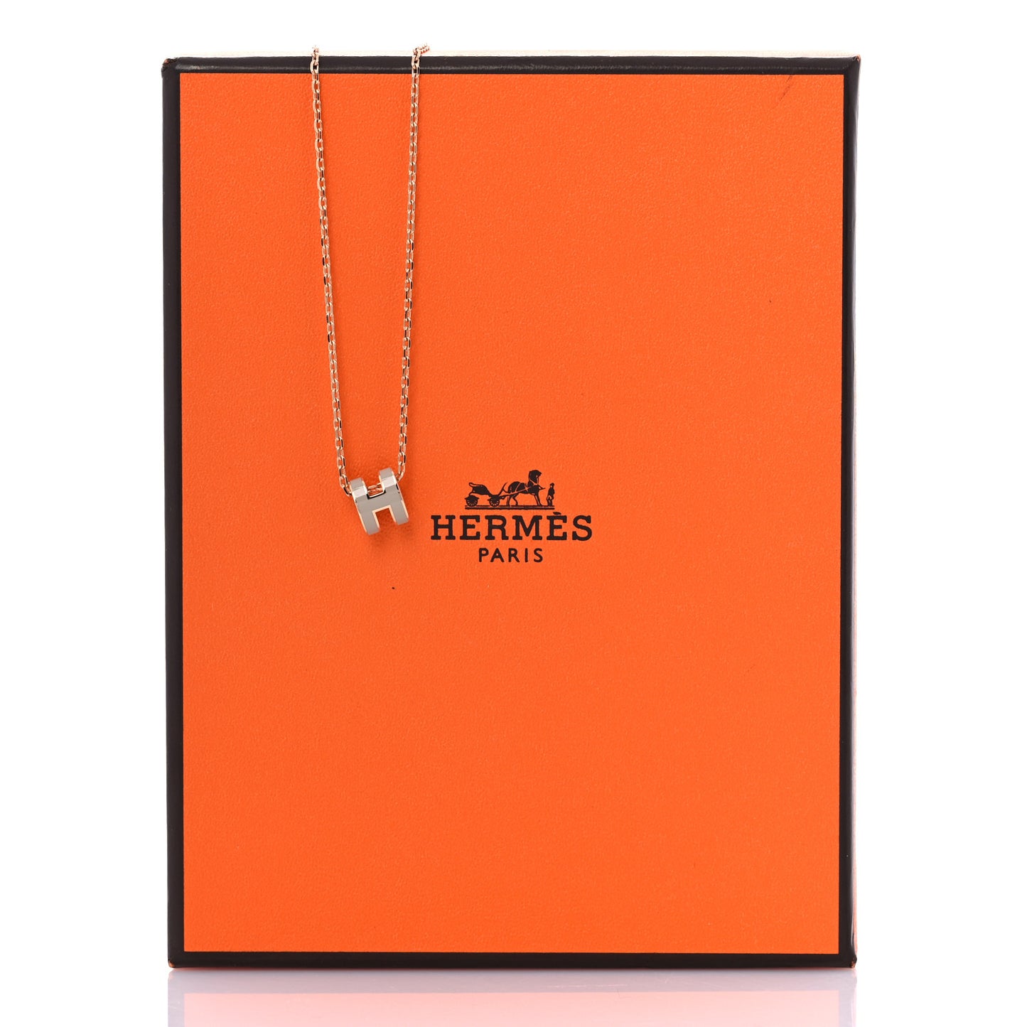 Lacquered Rose Gold Mini Pop H Pendant Necklace Marron Glace