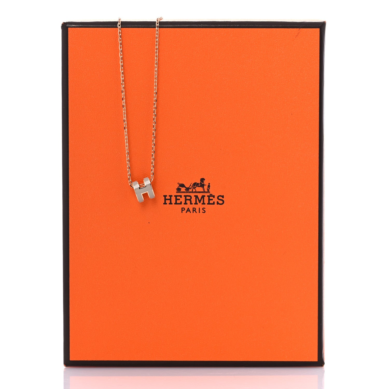 Hermes Lacquered Rose Gold Mini Pop H Pendant Necklace Marron Glace 7 of 7