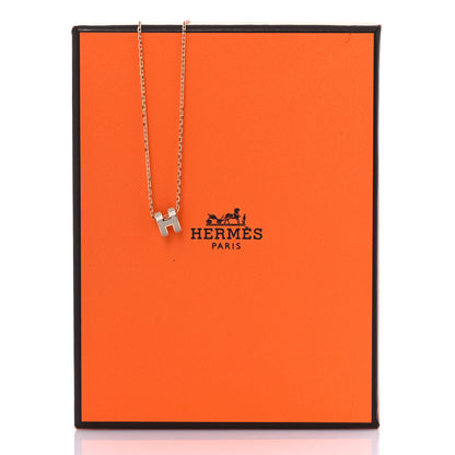 Hermes Lacquered Rose Gold Mini Pop H Pendant Necklace Marron Glace 7 of 7