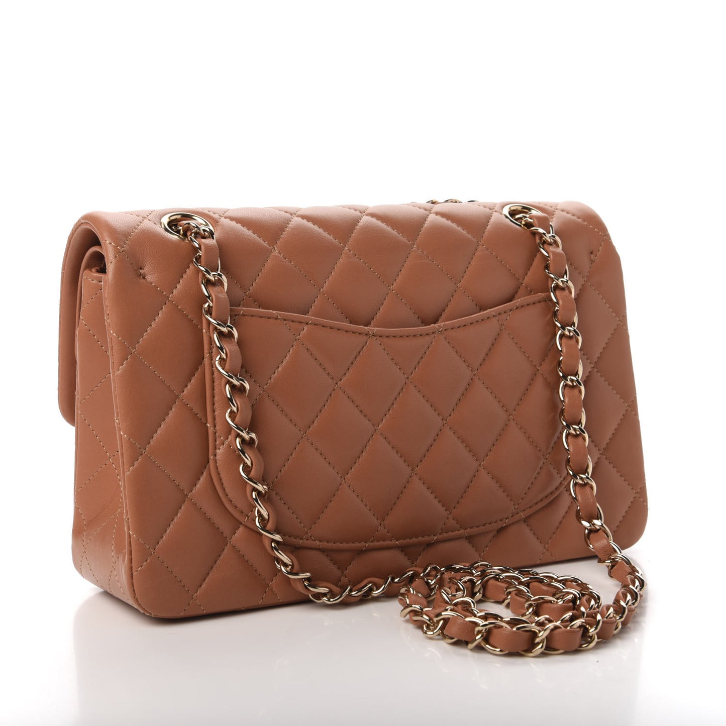 Lambskin Quilted Small Double Flap Brown