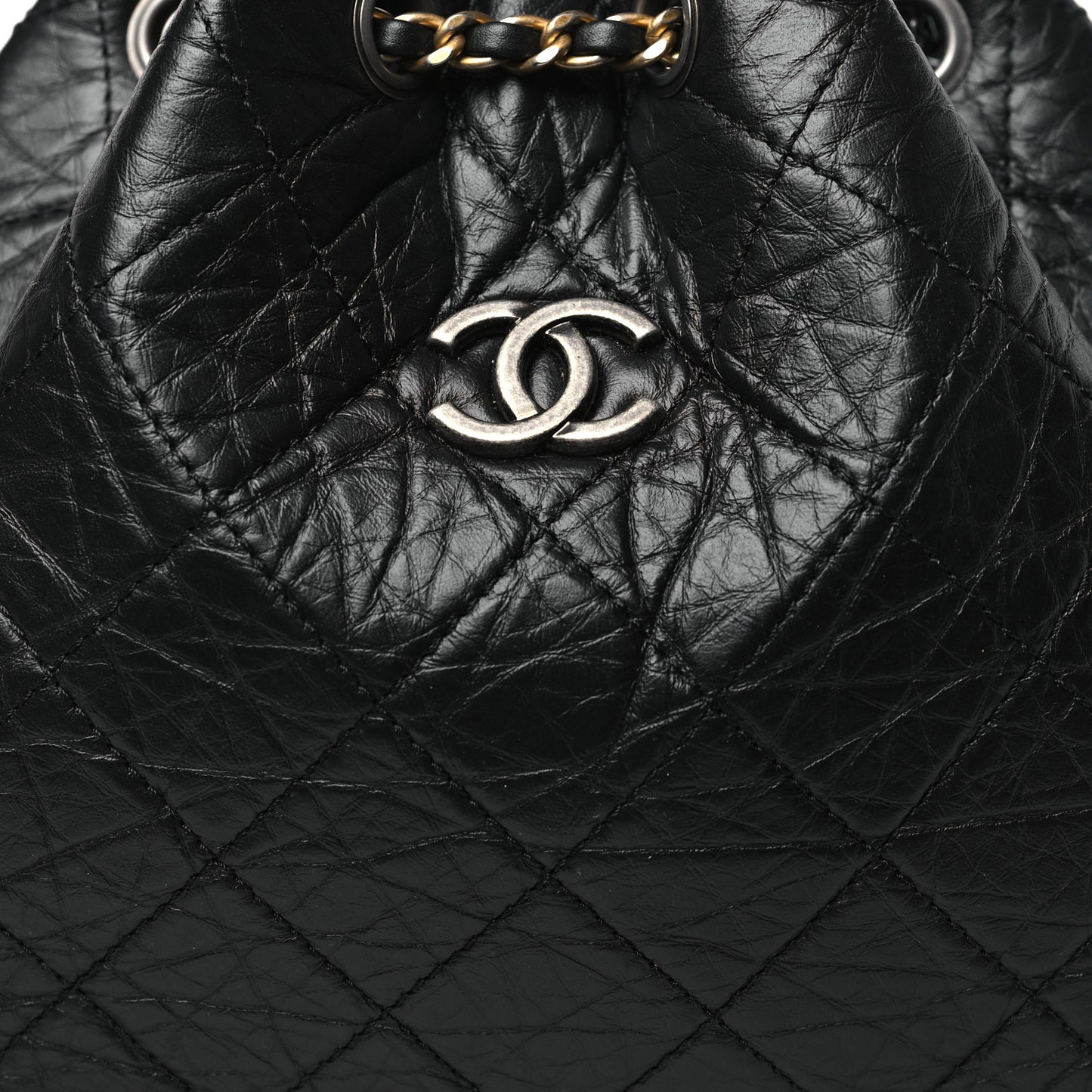 Aged Calfskin Quilted Small Gabrielle Backpack Black