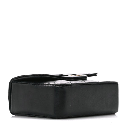 Chanel Lambskin Quilted Micro Flap Bag Charm Keychain Black 4 of 12