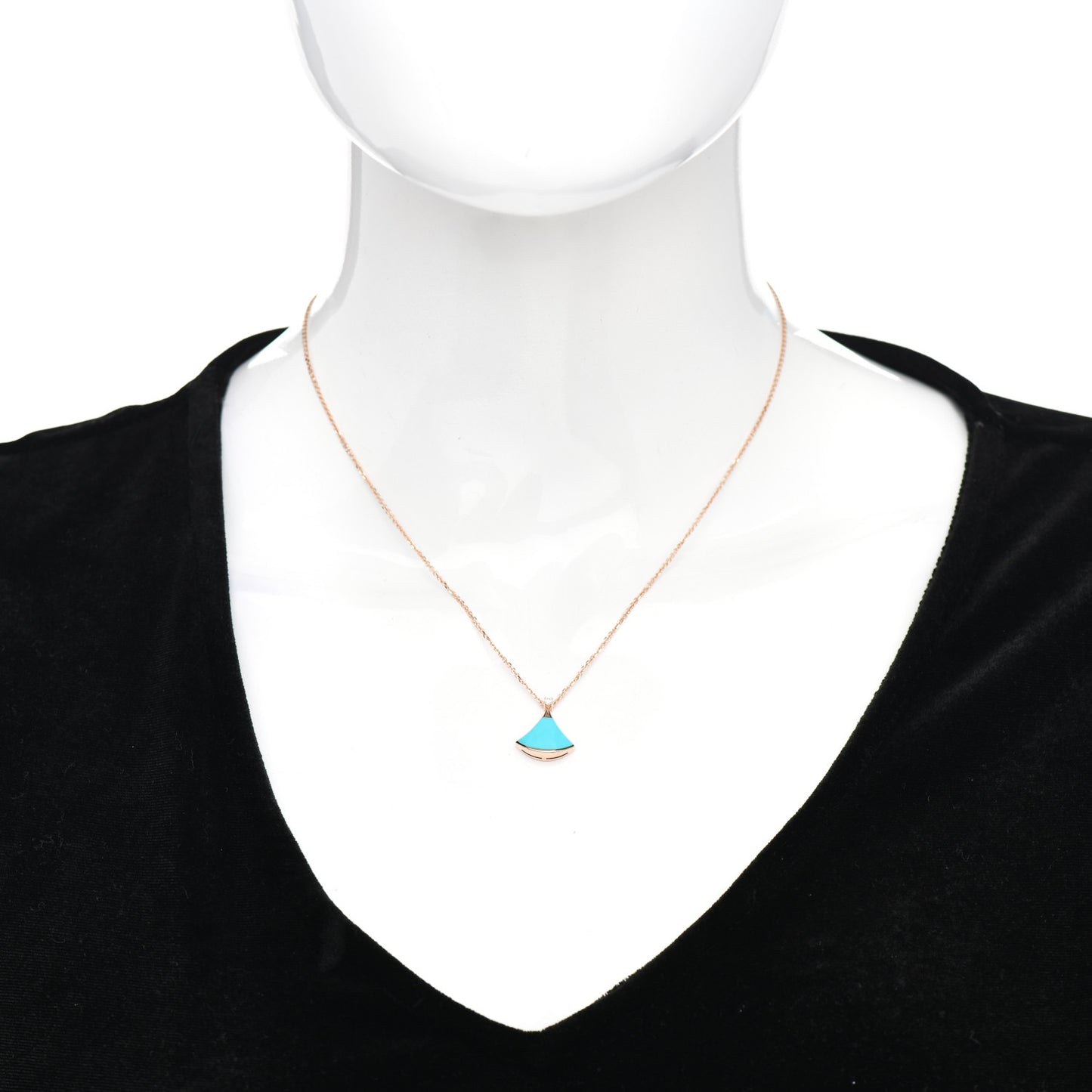 18K Rose Gold Diamond Turquoise Divas' Dream Pendant Necklace