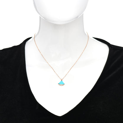 Bulgari 18K Rose Gold Diamond Turquoise Divas' Dream Pendant Necklace 2 of 5