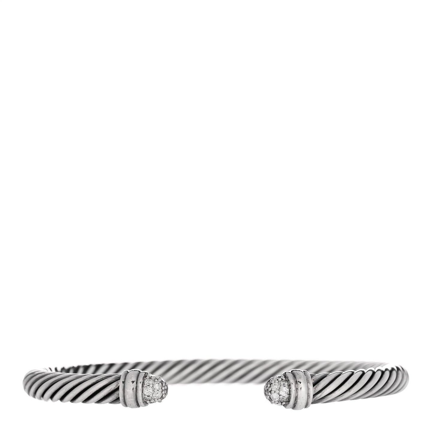 Sterling Silver Pave Diamond 5mm Cable Classics Bracelet
