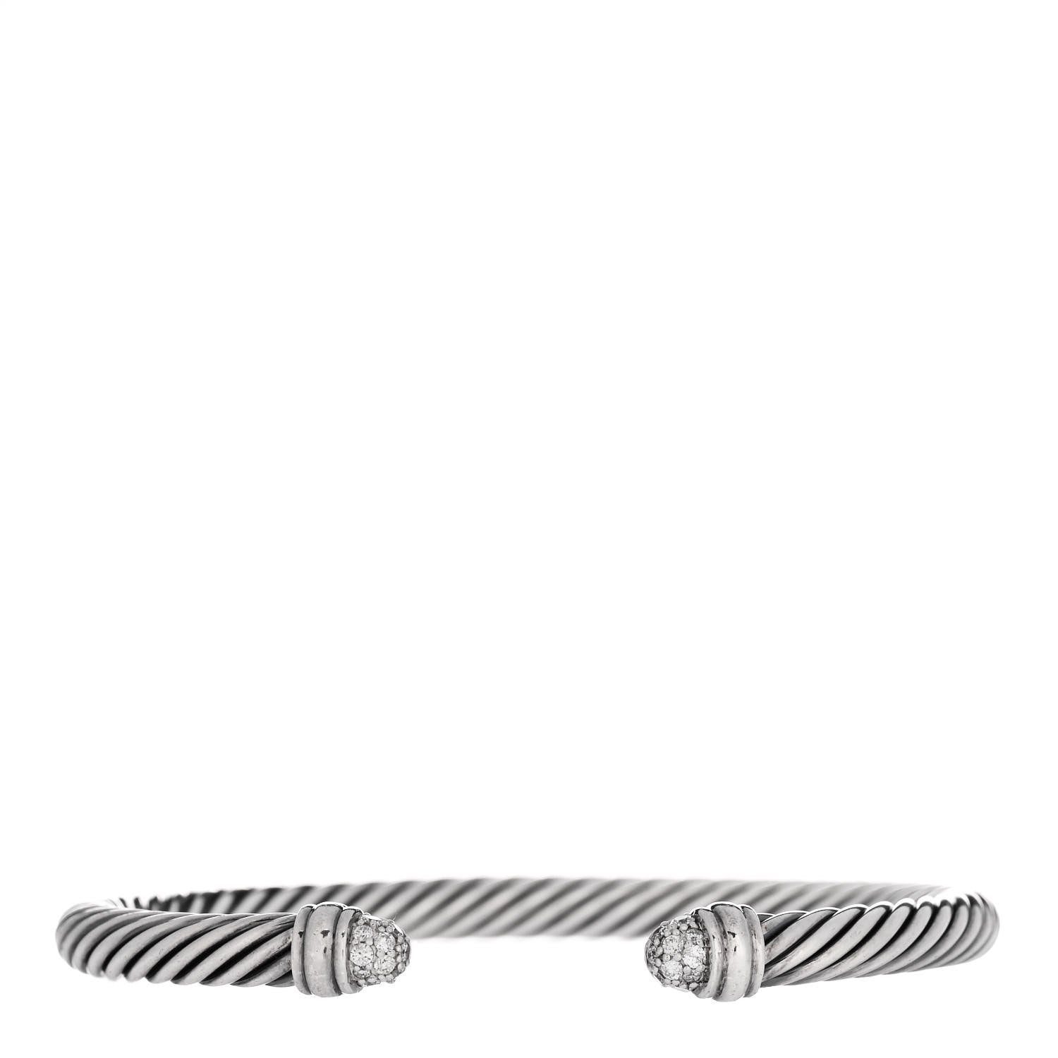 David Yurman Sterling Silver Pave Diamond 5mm Cable Classics Bracelet 1 of 4