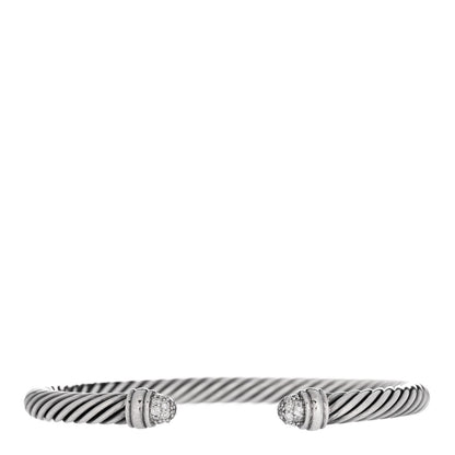 David Yurman Sterling Silver Pave Diamond 5mm Cable Classics Bracelet 1 of 4