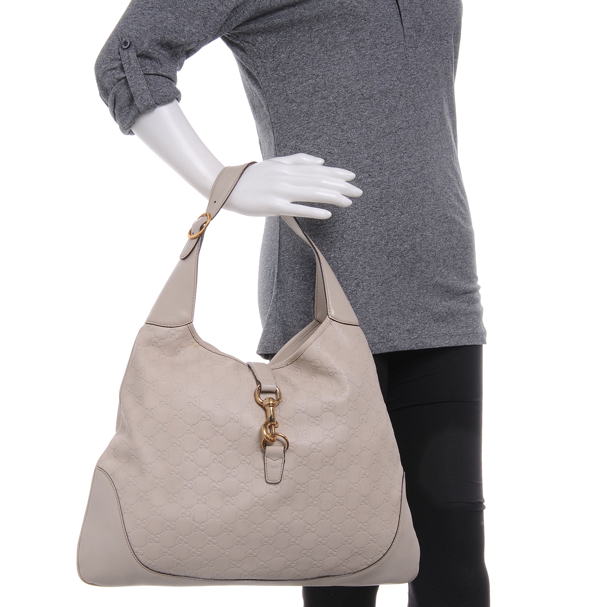 Gucci Guccissima Jackie O Bouvier Hobo Ivory 2 of 7