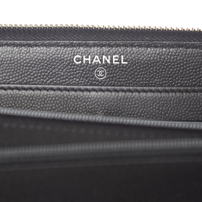 Chanel Caviar Camellia Embossed Large Gusset Zip Around Wallet Black 6 of 8