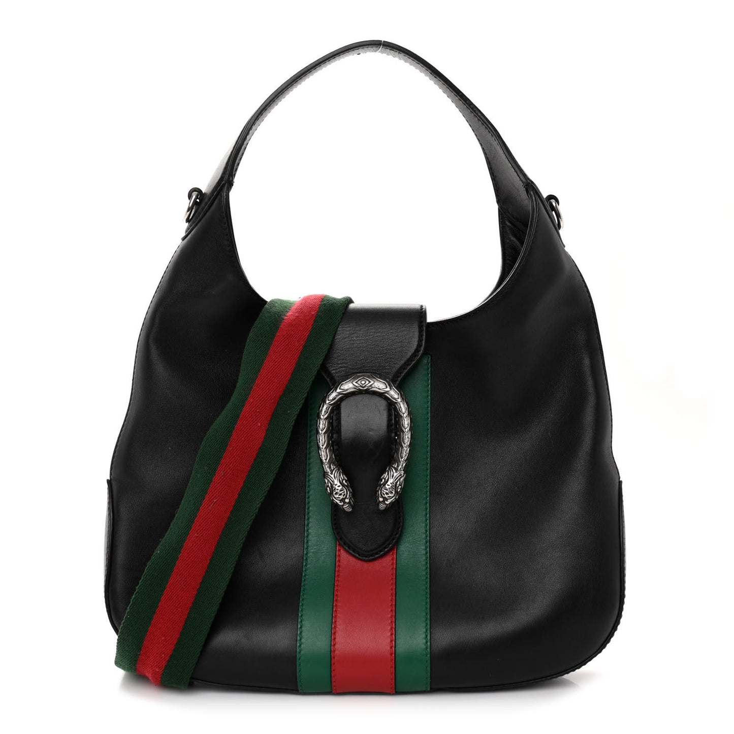 Calfskin Web Stripe Small Dionysus Hobo Black