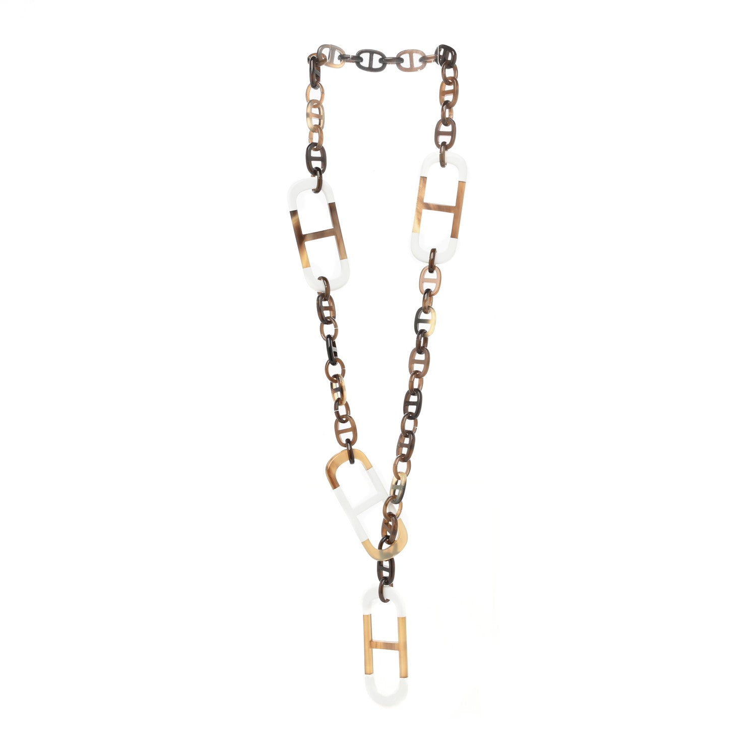 Hermes Buffalo Horn Lacquer Amarres Necklace White 2 of 3