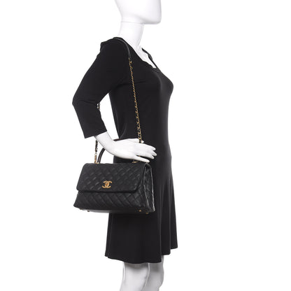 Chanel Caviar Lizard Embossed Quilted Small Coco Handle Flap Black 2 of 12