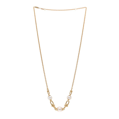 Tiffany 18K Yellow Gold Pearl HardWear Link Pendant Necklace 3 of 5