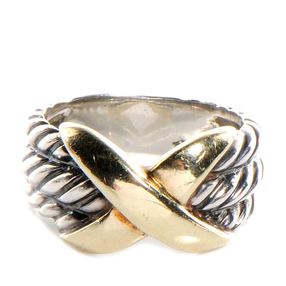 David Yurman Sterling Silver 14k Yellow Gold X Crossover Ring 6.5 1 of 7