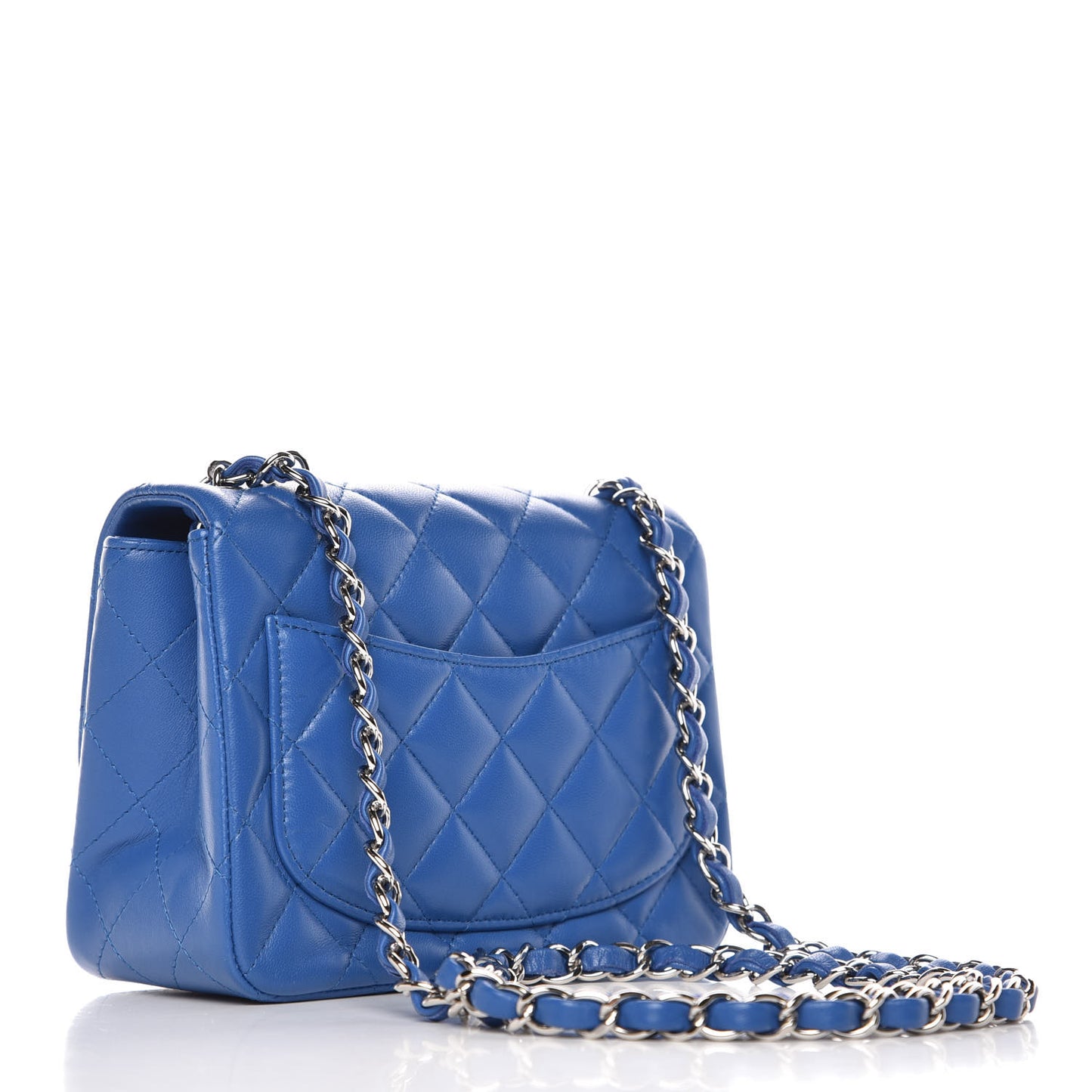 Lambskin Quilted Mini Square Flap Blue