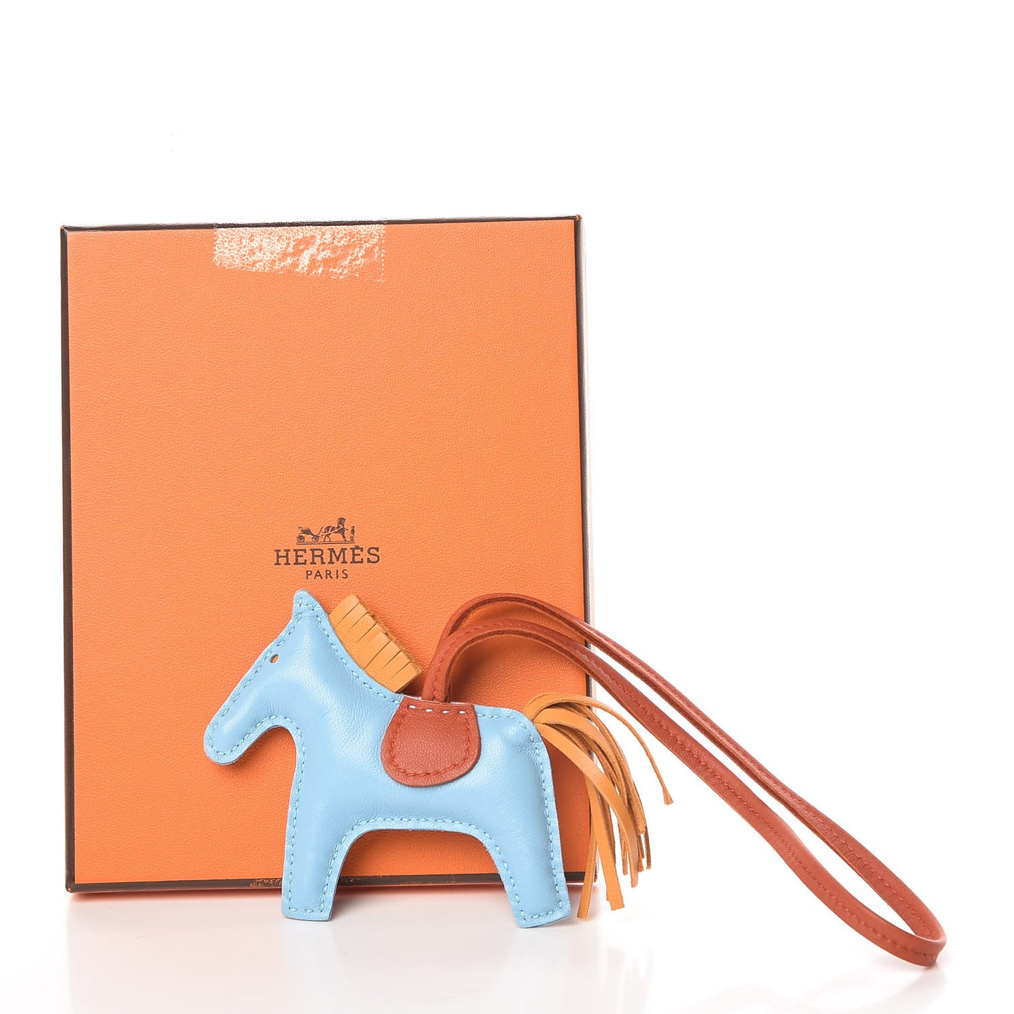 Milo Lambskin Grigri Rodeo Horse Bag Charm PM Celeste Naturel Bouton D'Or Cornaline
